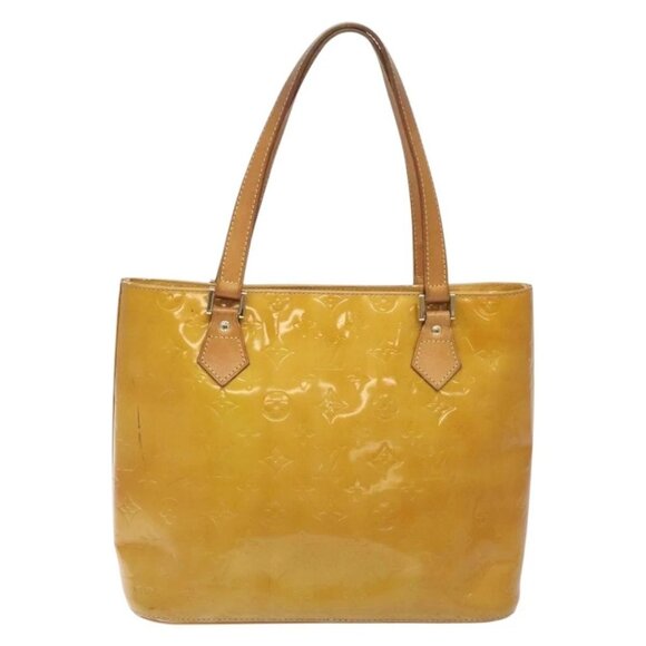 LOUIS VUITTON Monogram Vernis Houston Hand Bag Beige M91004 LV Auth th6217 - Picture 2 of 16